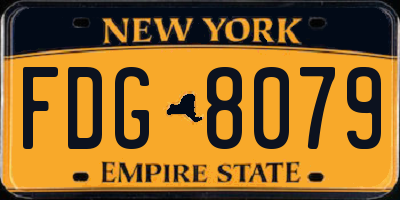NY license plate FDG8079