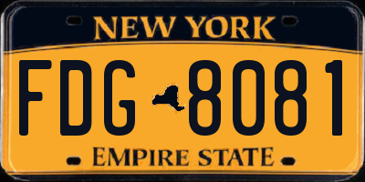 NY license plate FDG8081