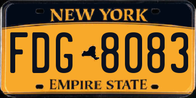 NY license plate FDG8083