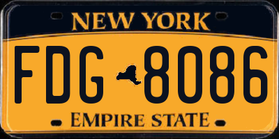 NY license plate FDG8086