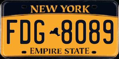 NY license plate FDG8089
