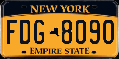 NY license plate FDG8090
