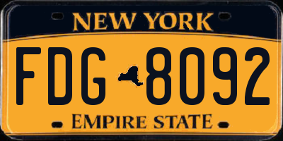 NY license plate FDG8092