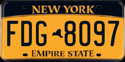 NY license plate FDG8097