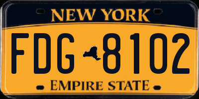 NY license plate FDG8102