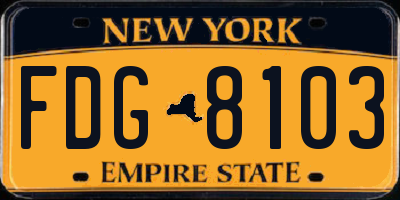 NY license plate FDG8103