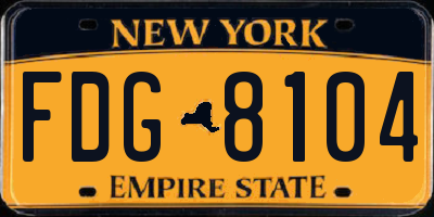 NY license plate FDG8104