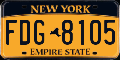 NY license plate FDG8105