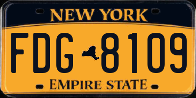 NY license plate FDG8109