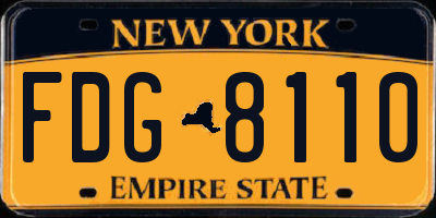 NY license plate FDG8110