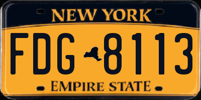 NY license plate FDG8113