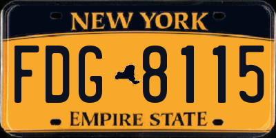 NY license plate FDG8115
