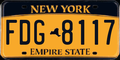 NY license plate FDG8117