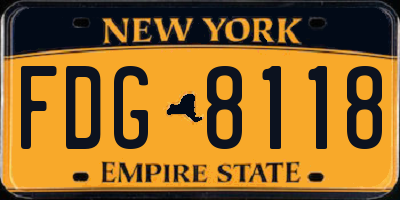 NY license plate FDG8118