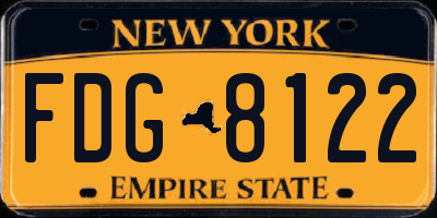 NY license plate FDG8122