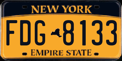 NY license plate FDG8133