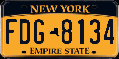 NY license plate FDG8134