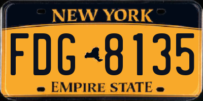 NY license plate FDG8135