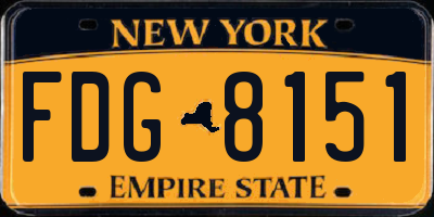 NY license plate FDG8151