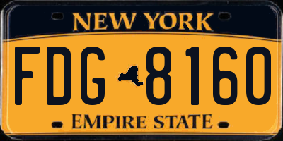 NY license plate FDG8160