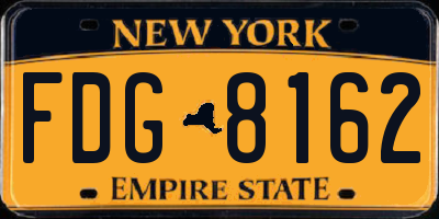 NY license plate FDG8162