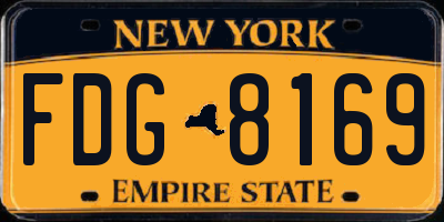 NY license plate FDG8169