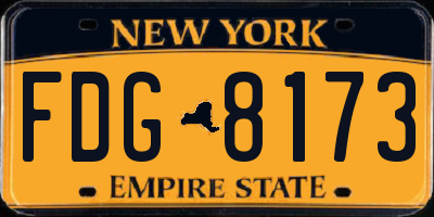 NY license plate FDG8173