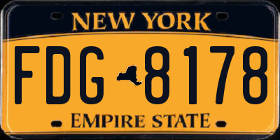 NY license plate FDG8178