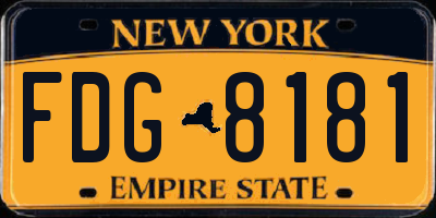 NY license plate FDG8181