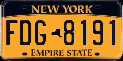 NY license plate FDG8191