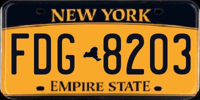 NY license plate FDG8203