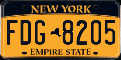 NY license plate FDG8205