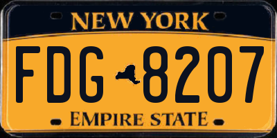 NY license plate FDG8207