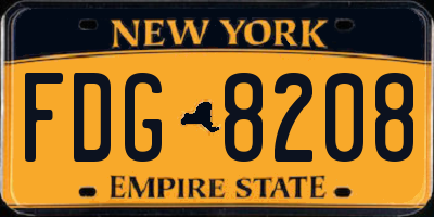 NY license plate FDG8208