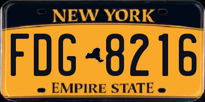 NY license plate FDG8216