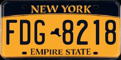 NY license plate FDG8218