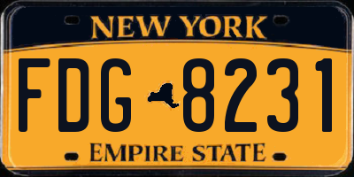 NY license plate FDG8231