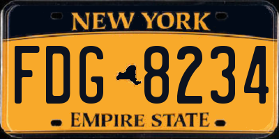 NY license plate FDG8234