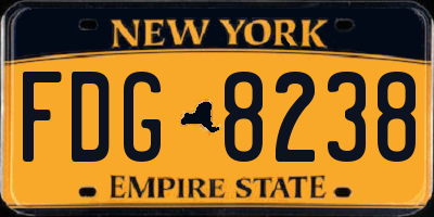 NY license plate FDG8238