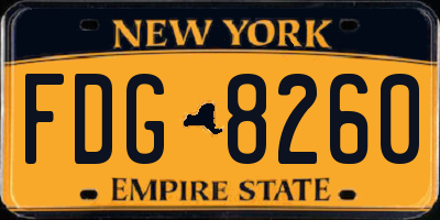 NY license plate FDG8260