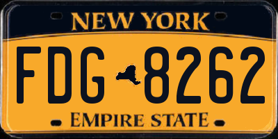 NY license plate FDG8262