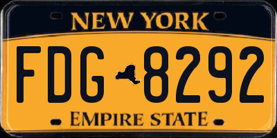 NY license plate FDG8292