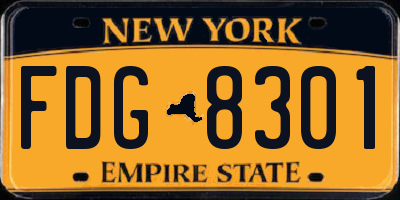 NY license plate FDG8301