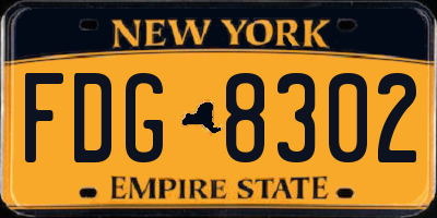 NY license plate FDG8302