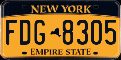 NY license plate FDG8305