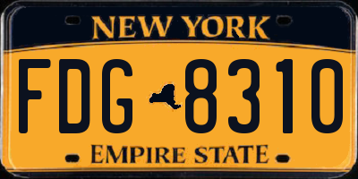 NY license plate FDG8310