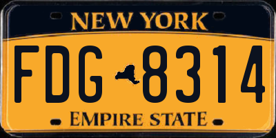 NY license plate FDG8314