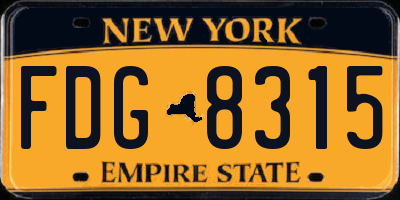 NY license plate FDG8315