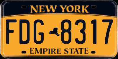 NY license plate FDG8317