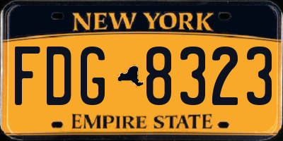 NY license plate FDG8323